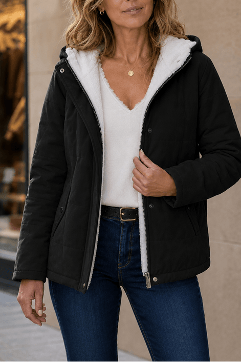 Coldbourne Sherpa-Lined Hooded Quilted Puffer Jacket for Women