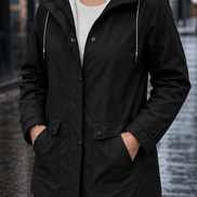 Waterproof Plush-Lined Hooded Jacket with Fleece Trim