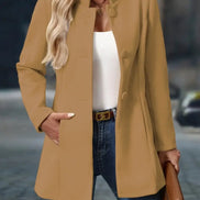 Sofia Women's Button-Front Winter Coat with Stand Collar