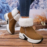 Plush Faux Fur-Lined Wedge Ankle Boots with Non-Slip Sole