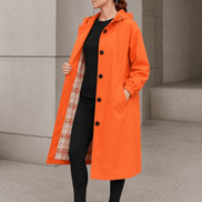 Hooded Midi Coat with Drawstring Waist for Women