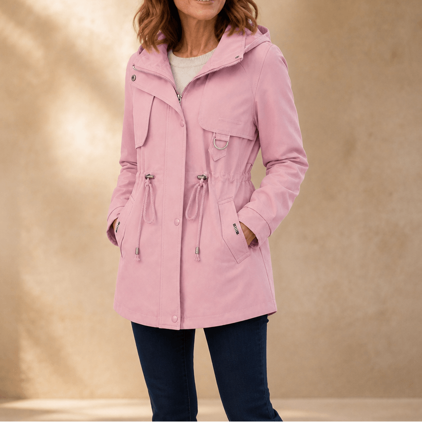Midluna Adjustable Waist Mid-Length Hooded Winter Parka for Women