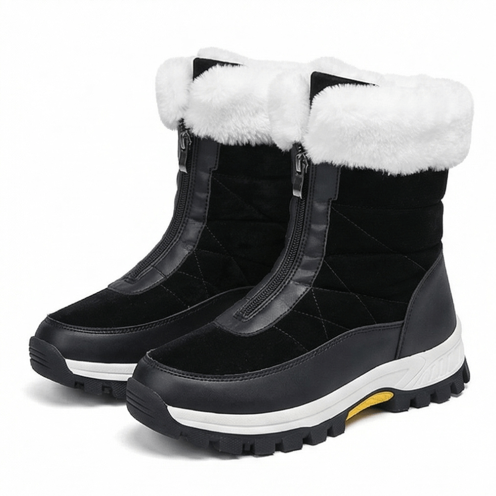 Frostara Quilted Waterproof Faux Fur Lined Women's Winter Boots with Side Zip