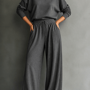 Women's Turtleneck Knitted Jumper and Wide-Leg Trousers Lounge Set