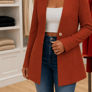 Linevalle V-Neck Single-Button A-Line Women's Tailored Blazer in Polyester