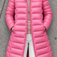 Women's Quilted Puffer Jacket with Detachable Hood and Packable Design