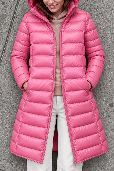 Women's Quilted Puffer Jacket with Detachable Hood and Packable Design