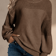 Women's Ribbed Dropped-Shoulder Oversized Knitted Jumper