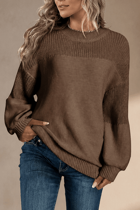 Women's Ribbed Dropped-Shoulder Oversized Knitted Jumper