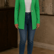 Linevalle V-Neck Single-Button A-Line Women's Tailored Blazer in Polyester