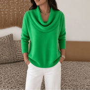 Women's Cowl Neck Knitted Jumper with Drape Detail