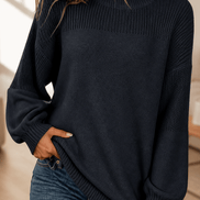 Women's Ribbed Dropped-Shoulder Oversized Knitted Jumper