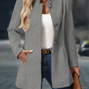 Sofia Women's Button-Front Winter Coat with Stand Collar
