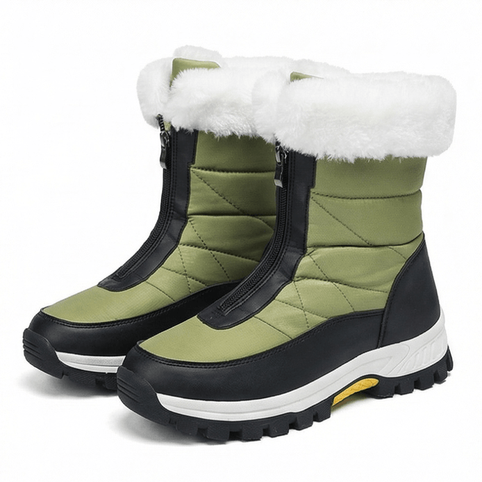 Frostara Quilted Waterproof Faux Fur Lined Women's Winter Boots with Side Zip