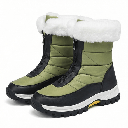 Frostara Quilted Waterproof Faux Fur Lined Women's Winter Boots with Side Zip