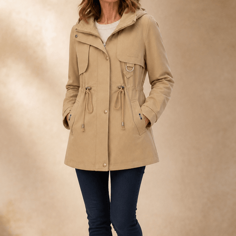 Midluna Adjustable Waist Mid-Length Hooded Winter Parka for Women