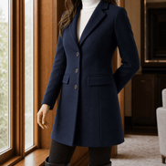 Women's Tailored Wool-Blend Winter Coat with Notched Lapels