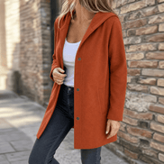 Women's Hooded Knitted Cardigan with Button Front and Pockets