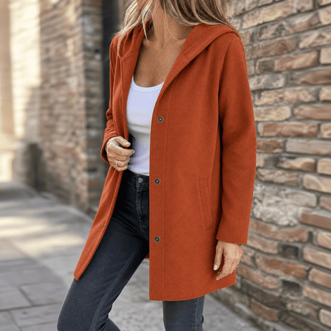 Women's Hooded Knitted Cardigan with Button Front and Pockets
