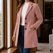 Women's Tailored Wool-Blend Winter Coat with Notched Lapels