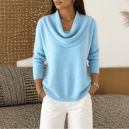 Women's Cowl Neck Knitted Jumper with Drape Detail
