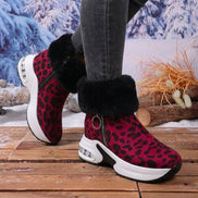 Plush Faux Fur-Lined Wedge Ankle Boots with Non-Slip Sole