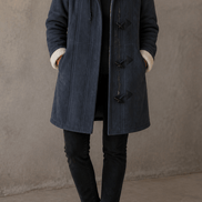 Women's Hooded Faux Suede Toggle Coat with Plush Sherpa Lining
