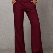 Women's Wide-Leg High-Waisted Dress Trousers with Structured Waistband