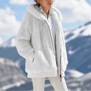 Women's Oversized Faux Fur Color-Block Hooded Coat