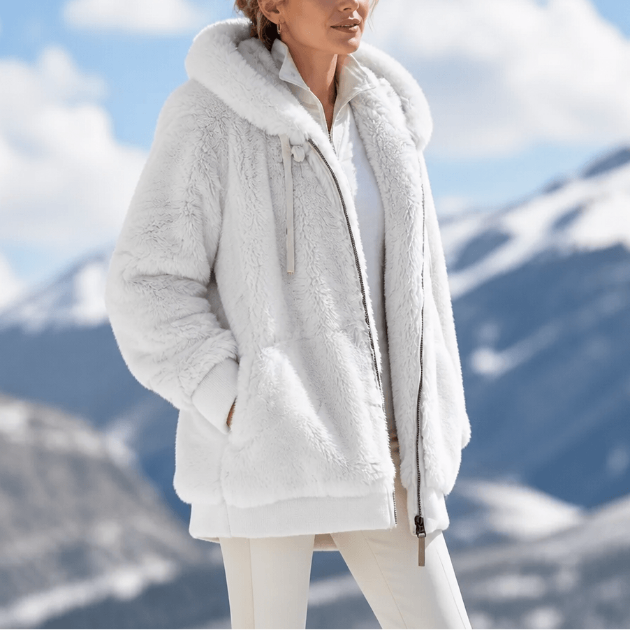 Women's Oversized Faux Fur Color-Block Hooded Coat