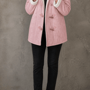 Women's Hooded Faux Suede Toggle Coat with Plush Sherpa Lining