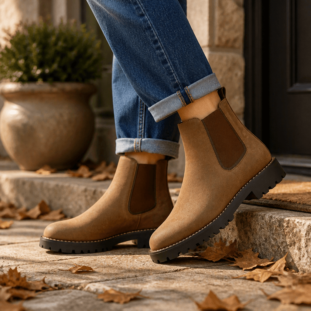 Wide-Fit Chelsea Boots with Stretch Side Panels for Women