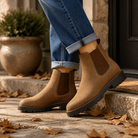 Wide-Fit Chelsea Boots with Stretch Side Panels for Women