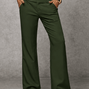 Women's Wide-Leg High-Waisted Dress Trousers with Structured Waistband