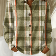 Esmeralda Plaid Cotton Flannel Button-Up Long Sleeve Blouse for Women