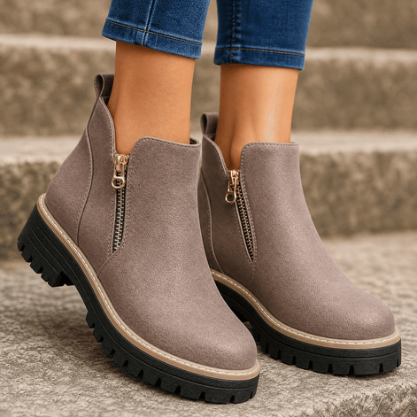 Strida Cushioned Platform Ankle Boots with Side Zip for Women