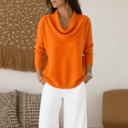 Women's Cowl Neck Knitted Jumper with Drape Detail