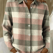 Esmeralda Plaid Cotton Flannel Button-Up Long Sleeve Blouse for Women