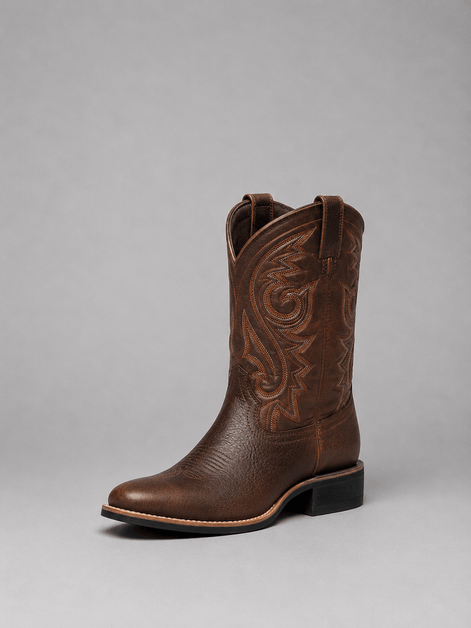 Savannah Embroidered Western Leather Boots with Block Heel