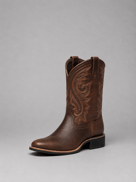 Savannah Embroidered Western Leather Boots with Block Heel