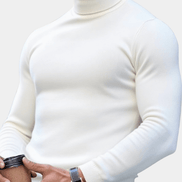 Men's Ribbed Turtleneck Knit Jumper with Long Sleeves