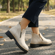 Women's Suede Chelsea Ankle Winter Boots with Chunky Heel
