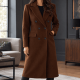 Women's Double-Breasted Cashmere Winter Coat with Wide Lapels