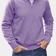 Men's Quarter-Zip Knitted Jumper with Ribbed Collar
