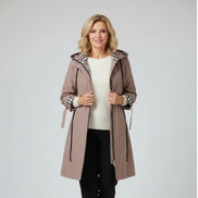 Ainsley Women's Hooded Zip-Up Longline Winter Coat with Check Lining