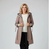 Ainsley Women's Hooded Zip-Up Longline Winter Coat with Check Lining
