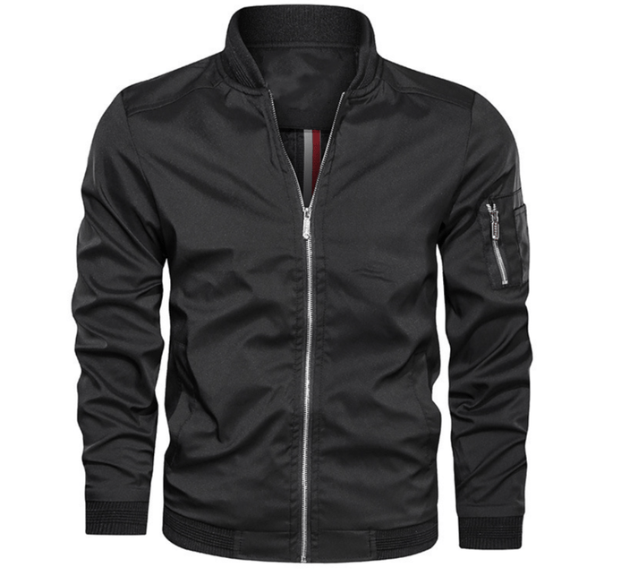 Brenner Lightweight Polyester Bomber Jacket with Zip Sleeve Pocket for Men