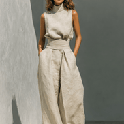 Women's Wide-Leg Tailored Trouser and Sleeveless Top Set