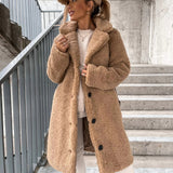 Doris | Oversized Teddy Long Coat for Women with Collared Button Front