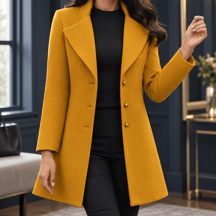 Pascaline-Rose Women's Notched Lapel Wool-Blend Winter Coat
